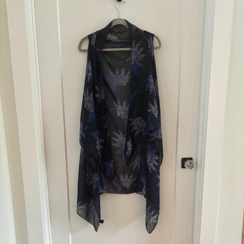Sheer dragonfly sleeveless kimono